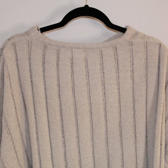 Pink Lily beige/tan long-sleeve crew neck chunky cable knit cropped sweater L - Picture 7 of 9